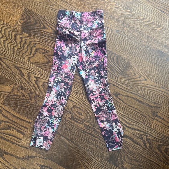 lululemon athletica Kids Floral Leggings - Pink and Black - Picture 1 of 2